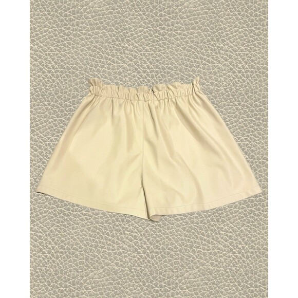 Steve Madden Womens Vegan Leather Elastic Waist High-Rise Shorts Beige Size M - Picture 5 of 6